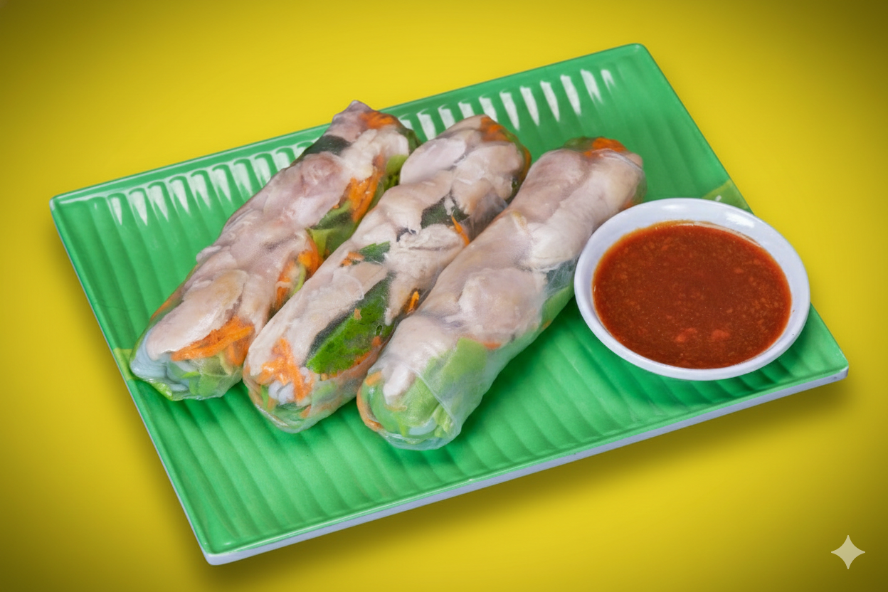 Chicken rice paper rolls