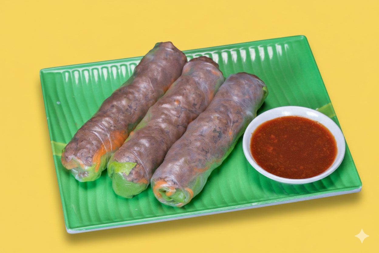 Lemongrass beef rice paper rolls
