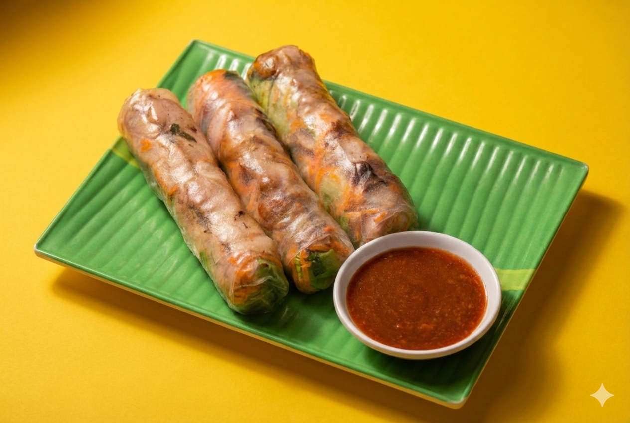 Lemongrass chicken rice paper rolls