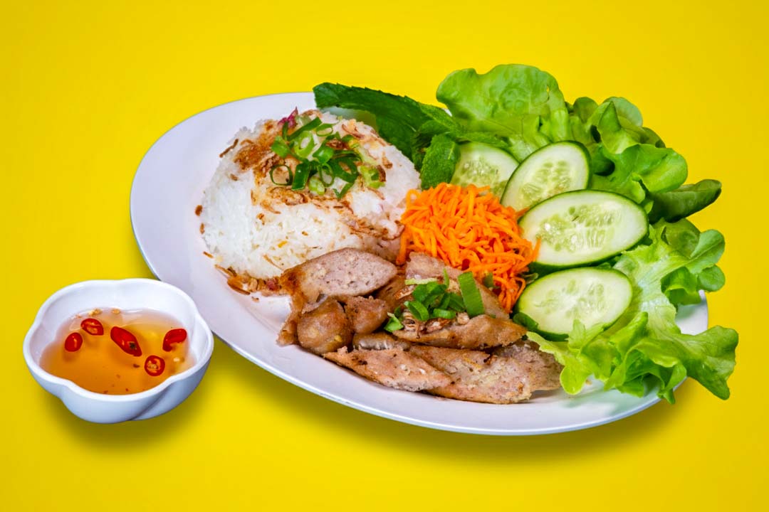 Pork sausage rice plate