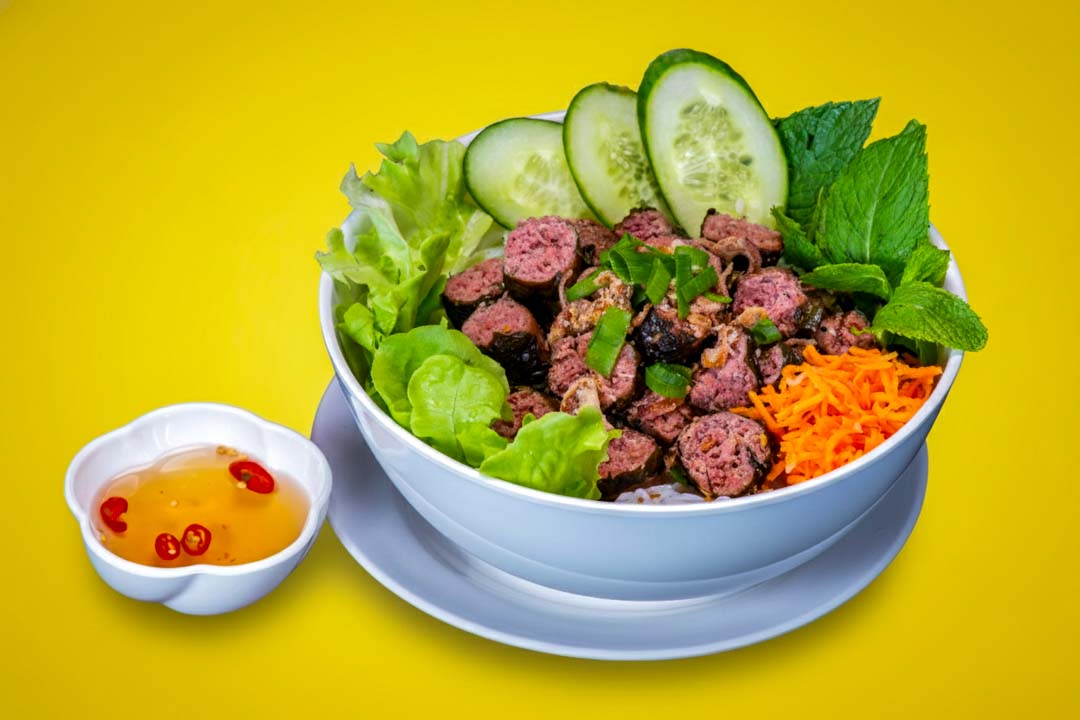 Beef in betel leaf vermicelli salad