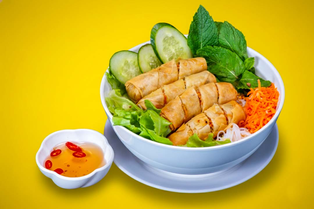 Pork and prawn spring roll vermicelli salad