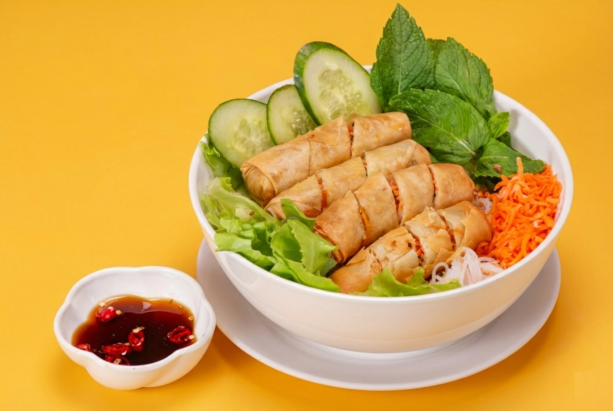 Vegetarian spring roll vermicelli salad